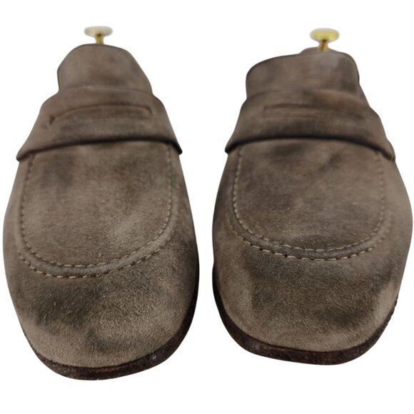 Andrea Ventura Firenze Mens 8.5D Tan Soft Suede Dress Shoes Penny Loafers Italy